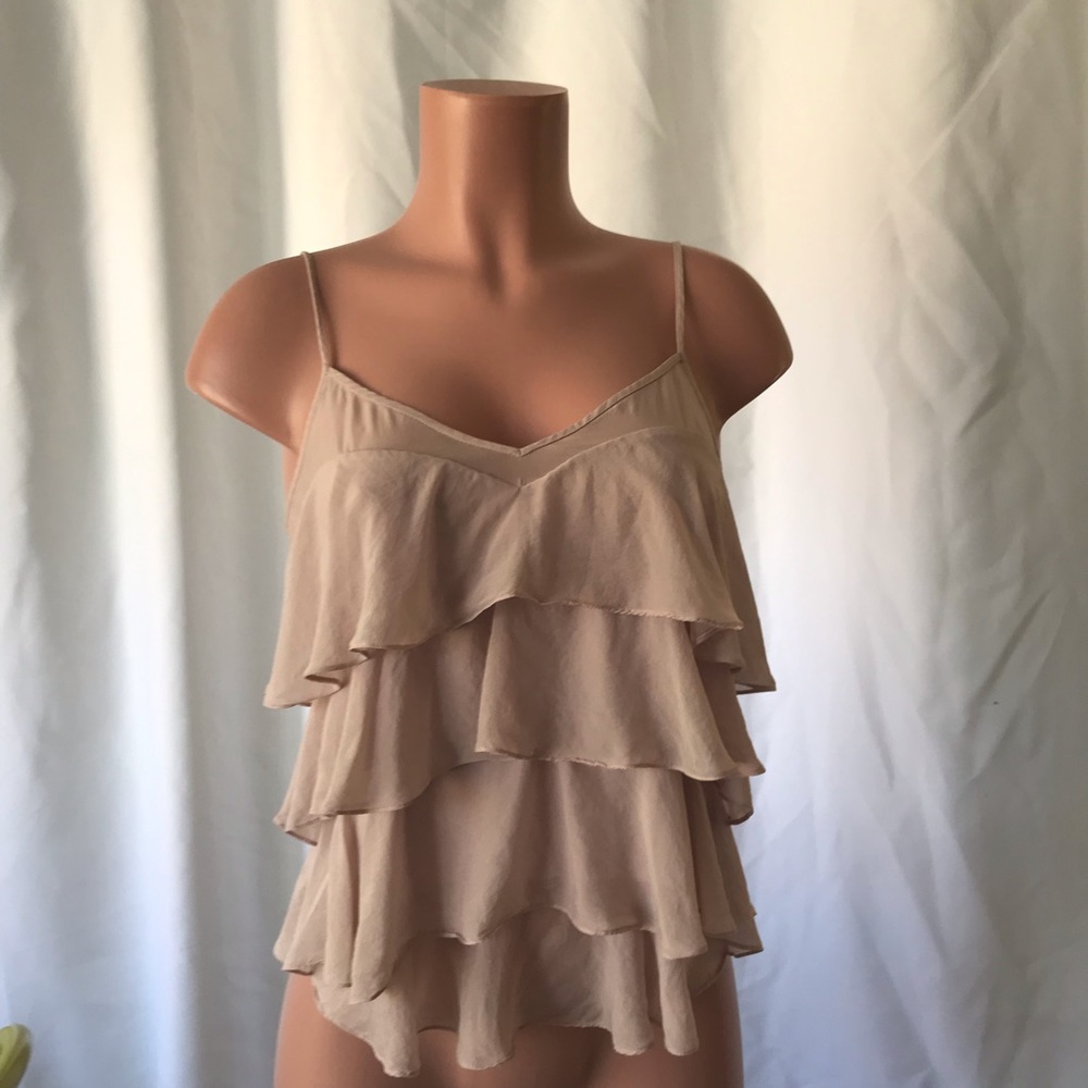 COPY - Rebecca Taylor Blush silk tiered ruffle cami tank